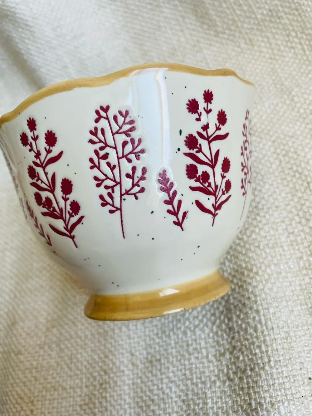 Floral Red Wildflowers Rustic Ceramic Mug NWT
